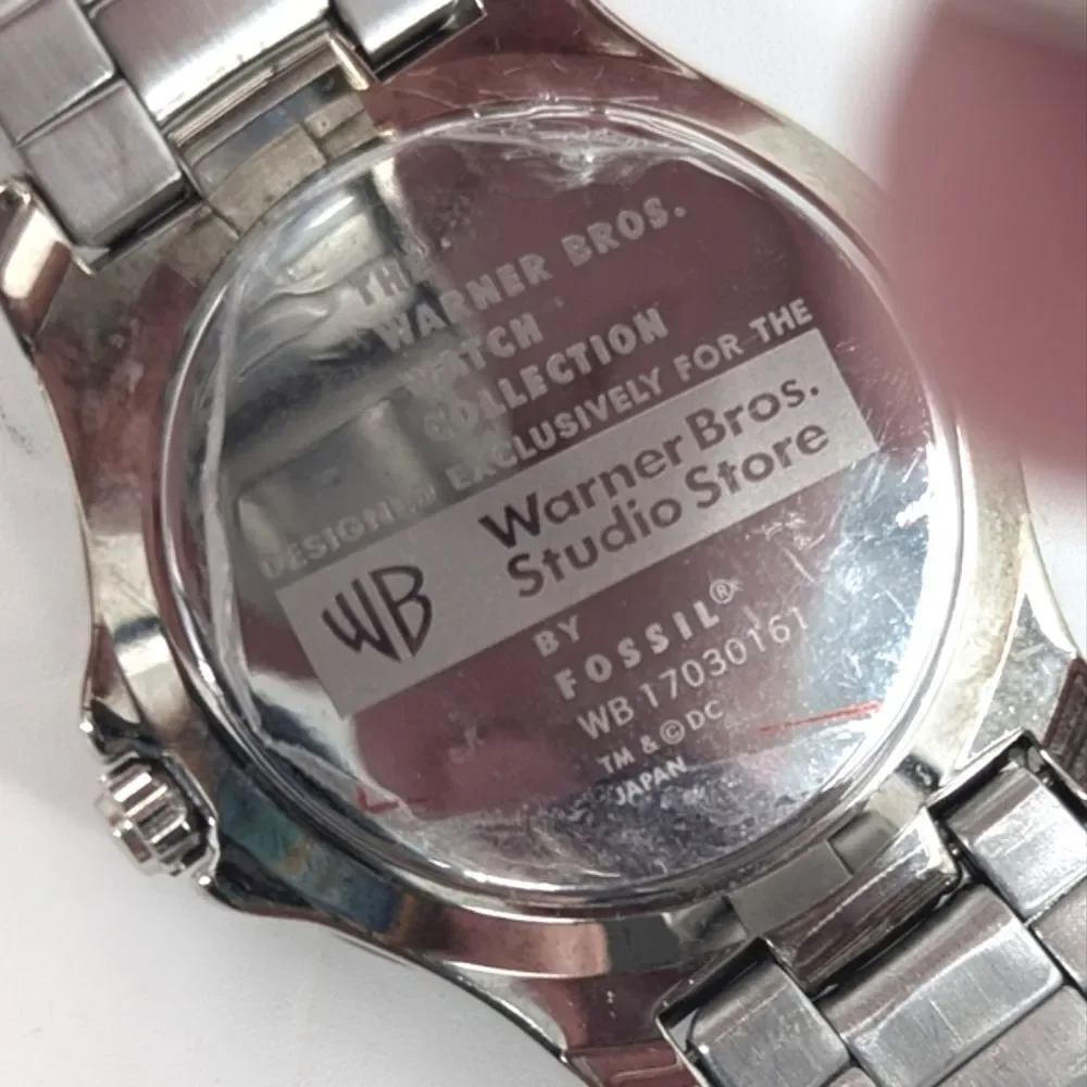 Fossil Warner Bros. Batman & Superman Limited Edition Rare Silver Black Watch